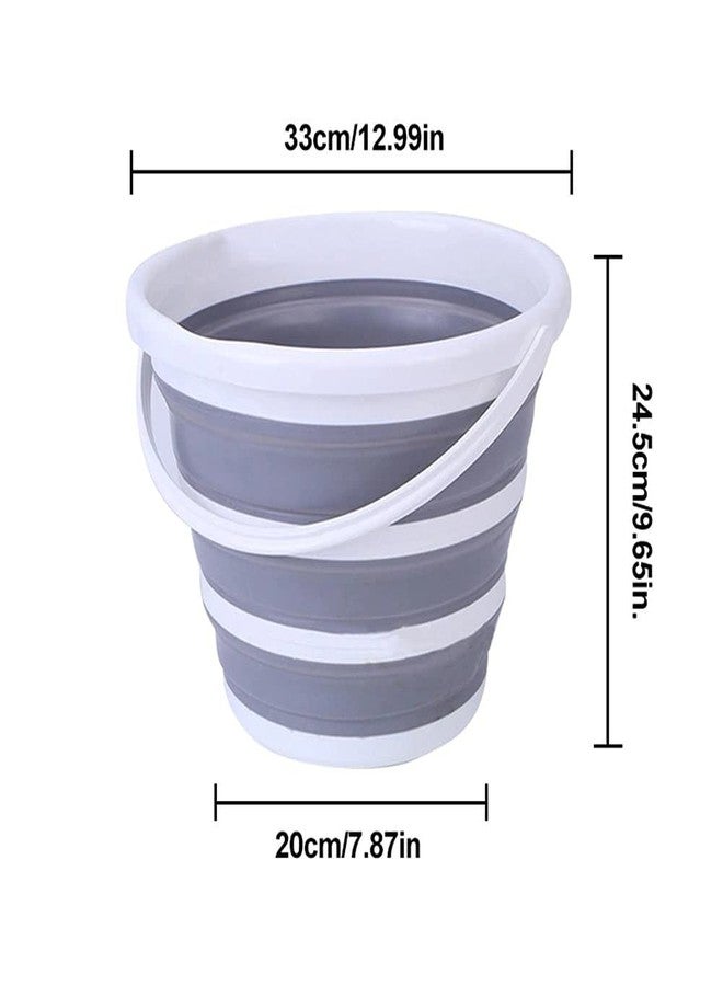 ONCARNIVAL Oncaarnival 10L Portable Folding Plastic Round Bucket Cleaning Tools Laundry Basket Water Storage Basin Vegetable Fruits Basket Accessories, Grey - Image 2